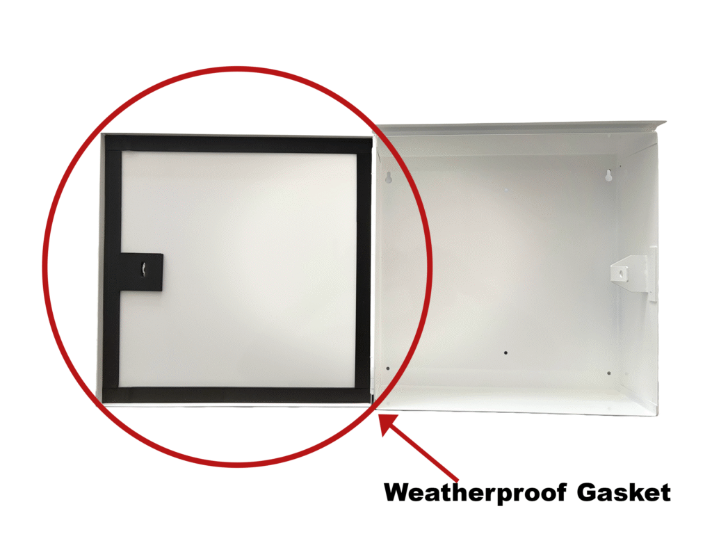 Safety palan box with weather seal